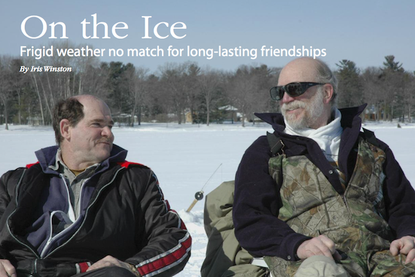 Chronic ice fishers Gerry Louis-Seize and Grant Bailey.  Photo by Nicholas Adam Wojtas. 
